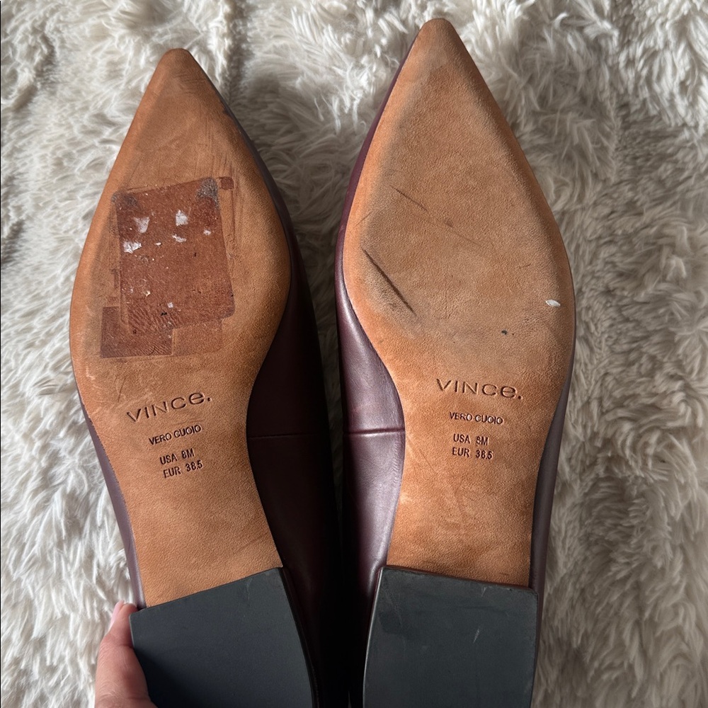 VINCE ISABEL Leather Flats NWOT -Size 8 Deep Cherry color EUR size- 38.5 - Picture 8 of 15